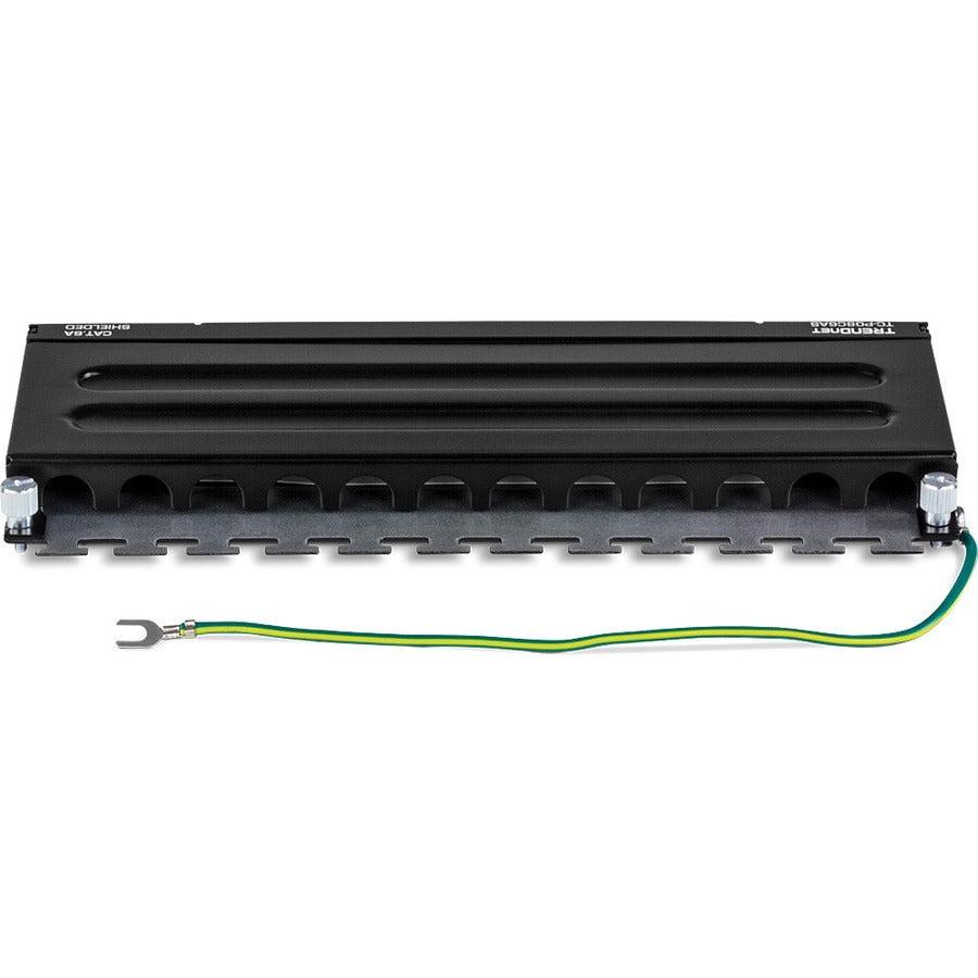 TRENDnet 8-Port Cat6A Shielded Patch Panel, Wall Mount Ready, 10G Ready, Cat5e,Cat6,Cat6A Compatible, Metal Housing, Color-Coded Labeling for T568A & T568B Wiring, Cable Management, Black, TC-P08C6AS TC-P08C6AS