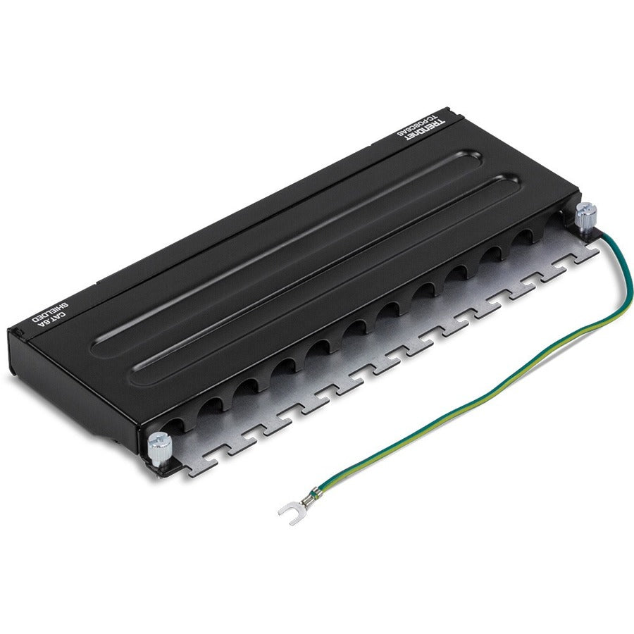 TRENDnet Panneau de brassage blindé Cat6A à 8 ports, prêt pour montage mural, prêt 10G, compatible Cat5e, Cat6, Cat6A, boîtier métallique, étiquetage à code couleur pour câblage T568A et T568B, gestion des câbles, noir, TC-P08C6AS TC-P08C6AS