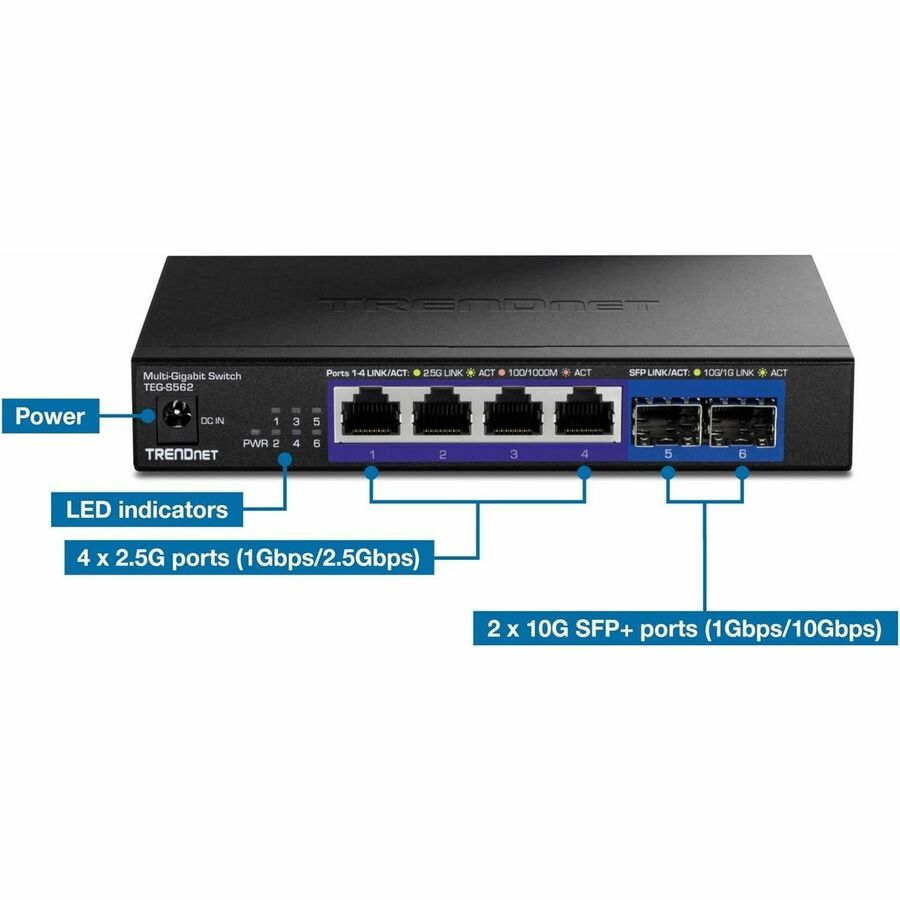 TRENDnet 6-Port Unmanaged Multi-Gig Switch TEG-S562