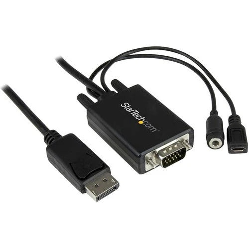 StarTech.com 6 ft 2m DisplayPort to VGA Adapter Cable with Audio - DP to VGA Converter - 1920x1200 DP2VGAAMM2M