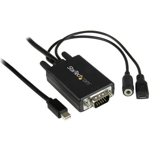 StarTech.com 6 ft 2m Mini DisplayPort to VGA Adapter Cable with Audio - Mini DP to VGA Converter - 1920x1200 MDP2VGAAMM2M