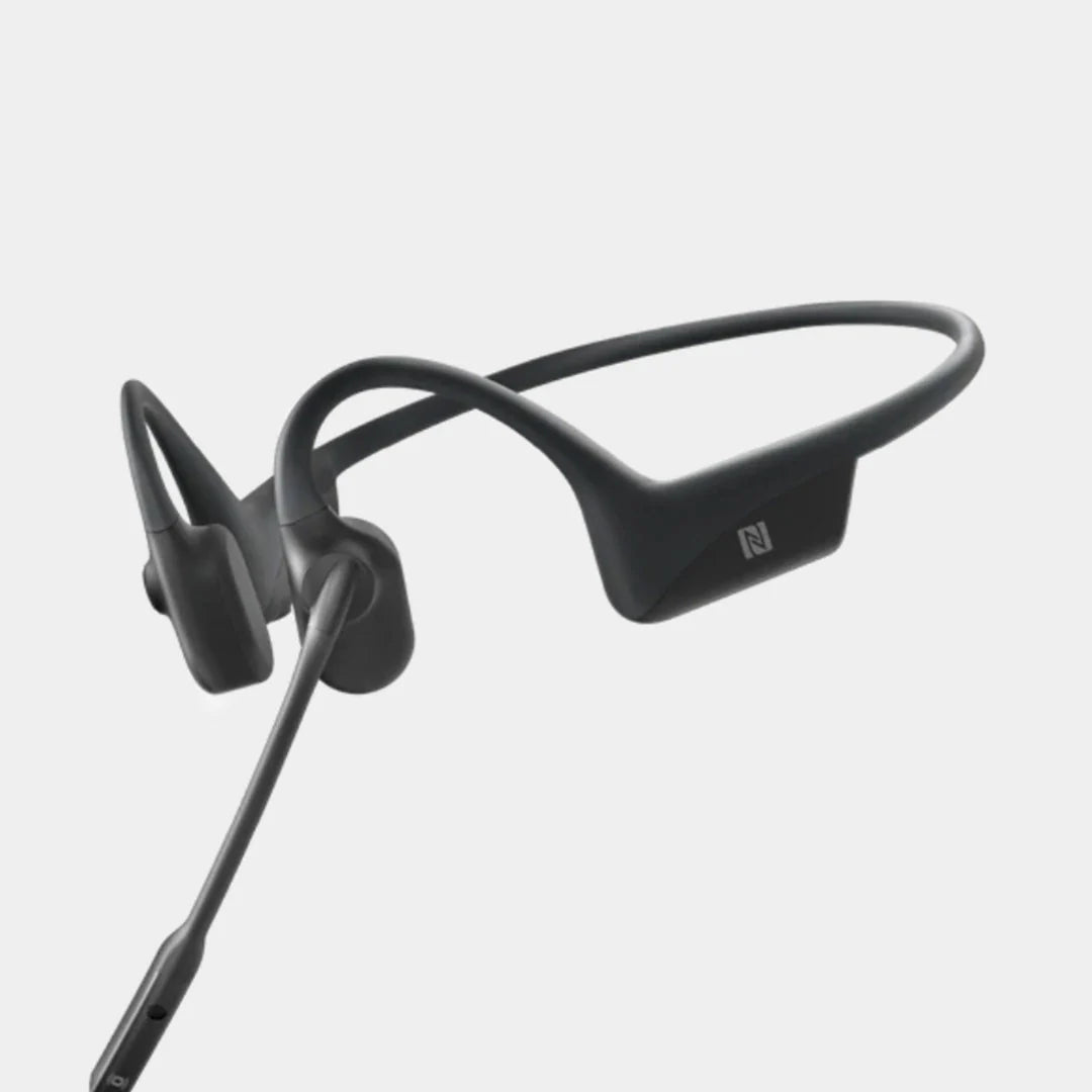 Shokz OpenComm Bluetooth Stereo Headset with Noise Cancelling Boom Mic Bone Conduction - Water Resistant IP55 - 16Hr Talk Time - Cosmic Black