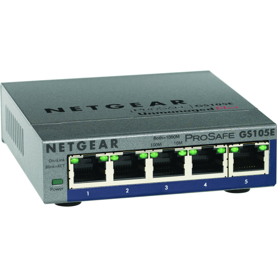 Commutateur Netgear ProSafe Plus, Gigabit Ethernet 5 ports GS105E-200NAS