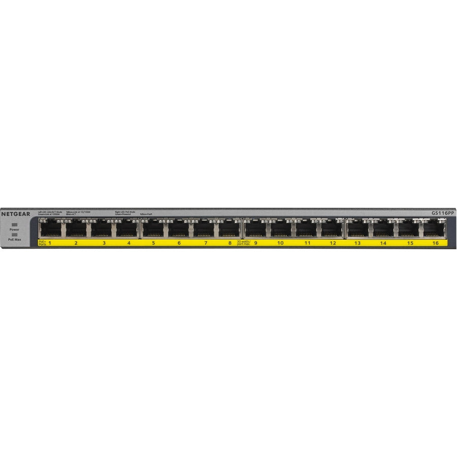 Netgear 16-Port 183W PoE/PoE+ Gigabit Ethernet Unmanaged Switch GS116PP-100NAS