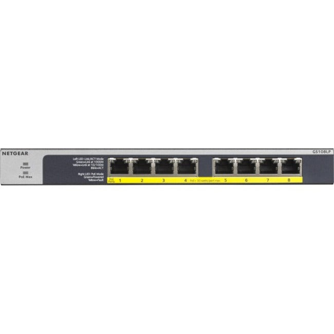 Commutateur non géré Ethernet Gigabit PoE/PoE+ à 8 ports Netgear (GS108LP) GS108LP-100NAS