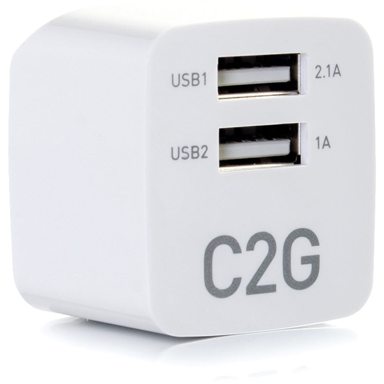 C2G 2-Port USB Wall Charger - AC to USB Adapter, 5V 2.1A Output 22322