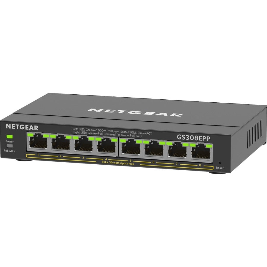 Commutateur Netgear Gigabit Ethernet PoE+ Smart Managed Plus à 8 ports GS308EPP-100NAS