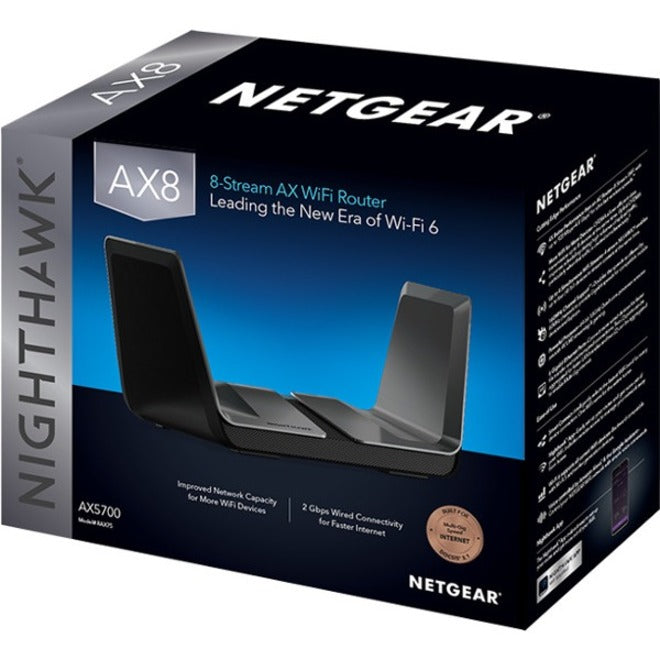 Netgear Nighthawk RAX80 Wi-Fi 6 IEEE 802.11ax Ethernet Wireless Router RAX80-100CNS