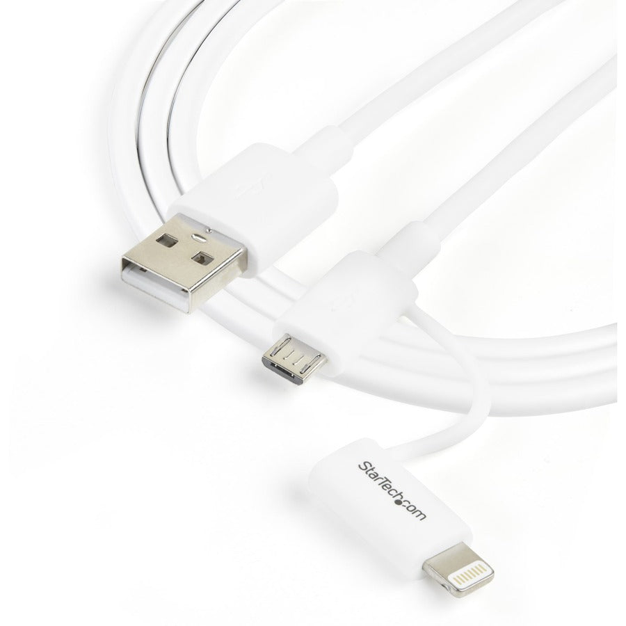 StarTech.com Câble Apple Lightning ou Micro USB vers USB de 1 m (3 pieds) pour iPhone / iPod / iPad - Blanc LTUB1MWH