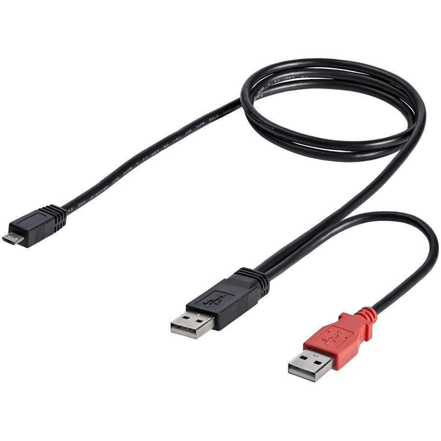 StarTech.com 3 ft USB Y Cable for External Hard Drive - Dual USB A to Micro B USB2HAUBY3