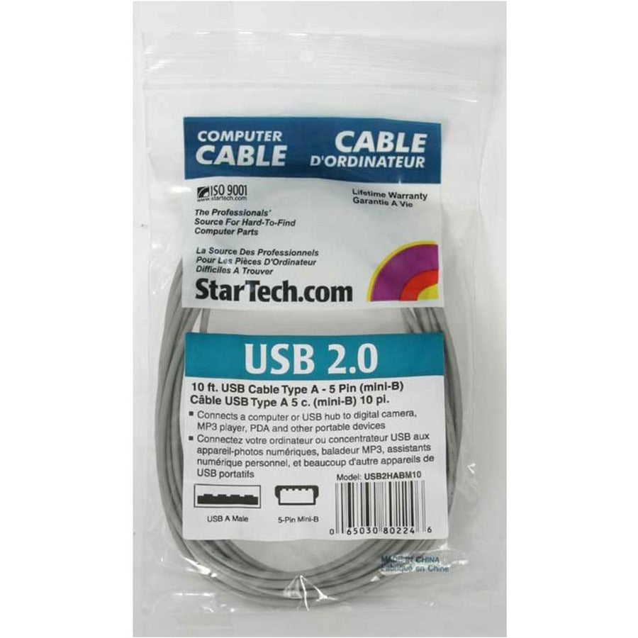 StarTech.com Câble USB 2.0 de 3 m - USB A vers Mini B USB2HABM10