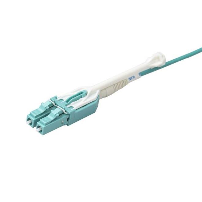 StarTech.com Câble de dérivation MPO / MTP vers LC de 1 m - Câble à fibre optique classé plénum - OM3 multimode, 40 Go - Languette Push/Pull - Câble de brassage fibre Aqua MPO8LCPL1M