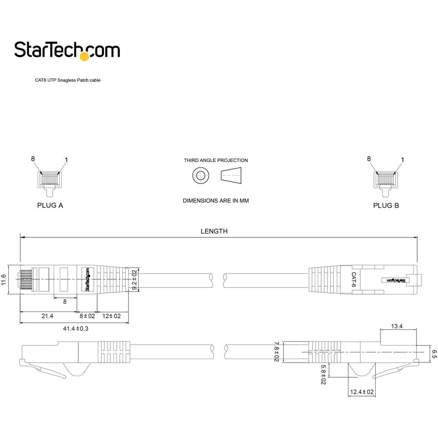 StarTech.com Câble Ethernet CAT6 de 0,9 m – Gigabit sans accroc bleu – Cordon de brassage PoE UTP 650 MHz de catégorie 6 100 W Câblage certifié UL/TIA N6PATCH2BL