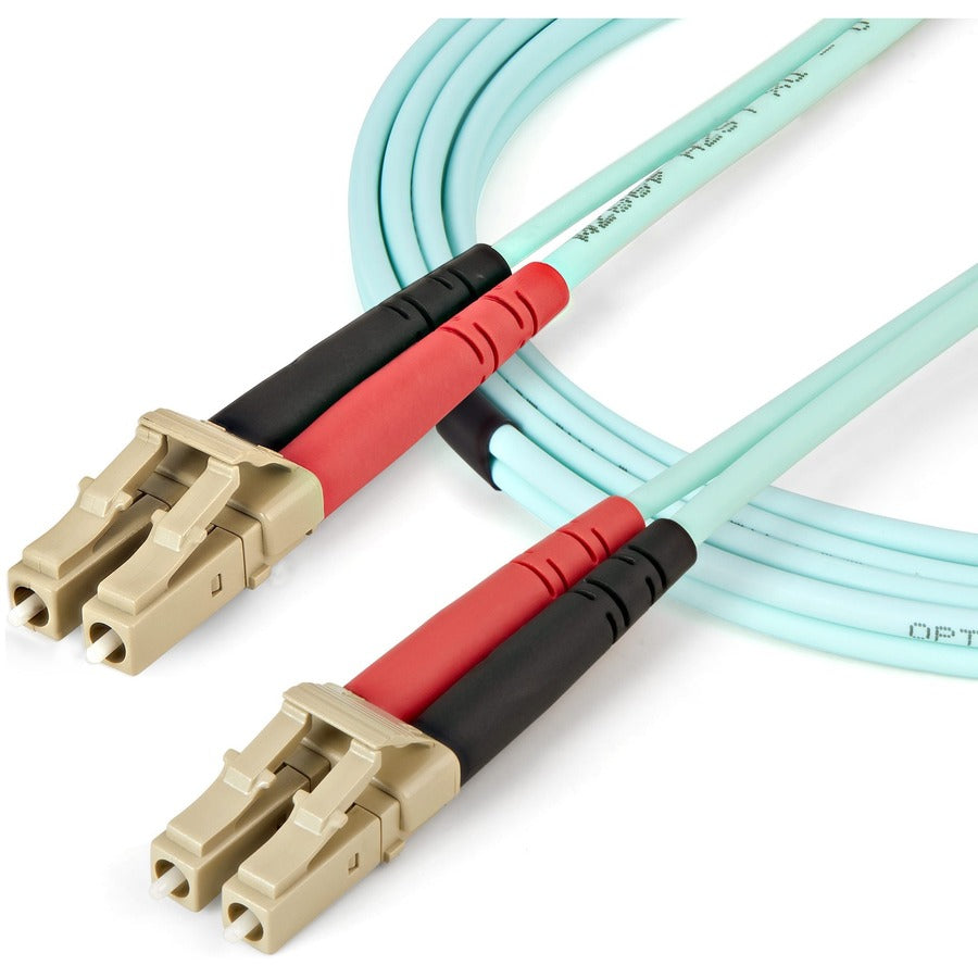 StarTech.com Aqua OM4 Duplex Multimode Fiber - 16 ft / 5m - 100 Gb - 50/125 - OM4 Fiber - LC to LC Fiber Patch Cable 450FBLCLC5