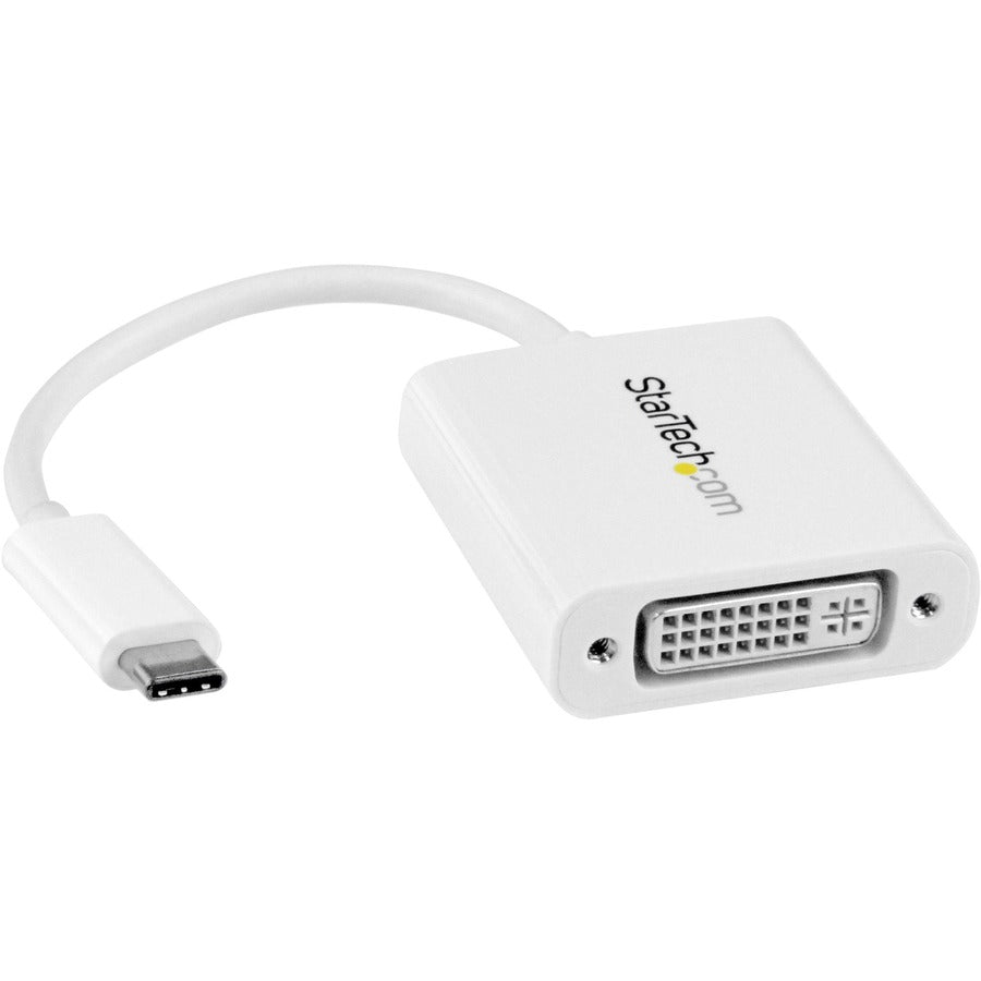 StarTech.com Adaptateur USB C vers DVI - Blanc - Compatible Thunderbolt 3 - 1920x1200 - Adaptateur USB-C vers DVI pour appareils USB-C tels que votre iPad Pro 2018 - Convertisseur DVI-I CDP2DVIW