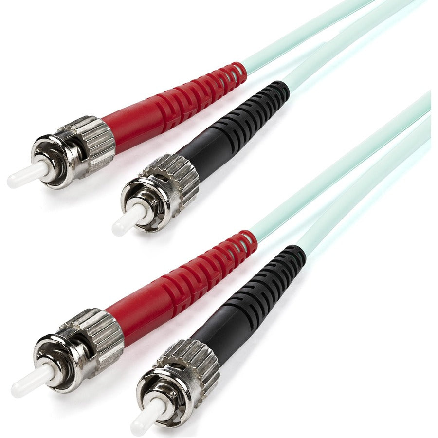 StarTech.com Câble fibre optique 1 m - 10 Gb Aqua - Duplex multimode 50/125 - LSZH - ST/ST - OM3 - Câble de brassage fibre ST vers ST A50FBSTST1