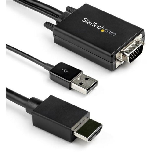 StarTech.com 10ft VGA to HDMI Converter Cable with USB Audio Support - 1080p Analog to Digital Video Adapter Cable - Male VGA to Male HDMI VGA2HDMM10