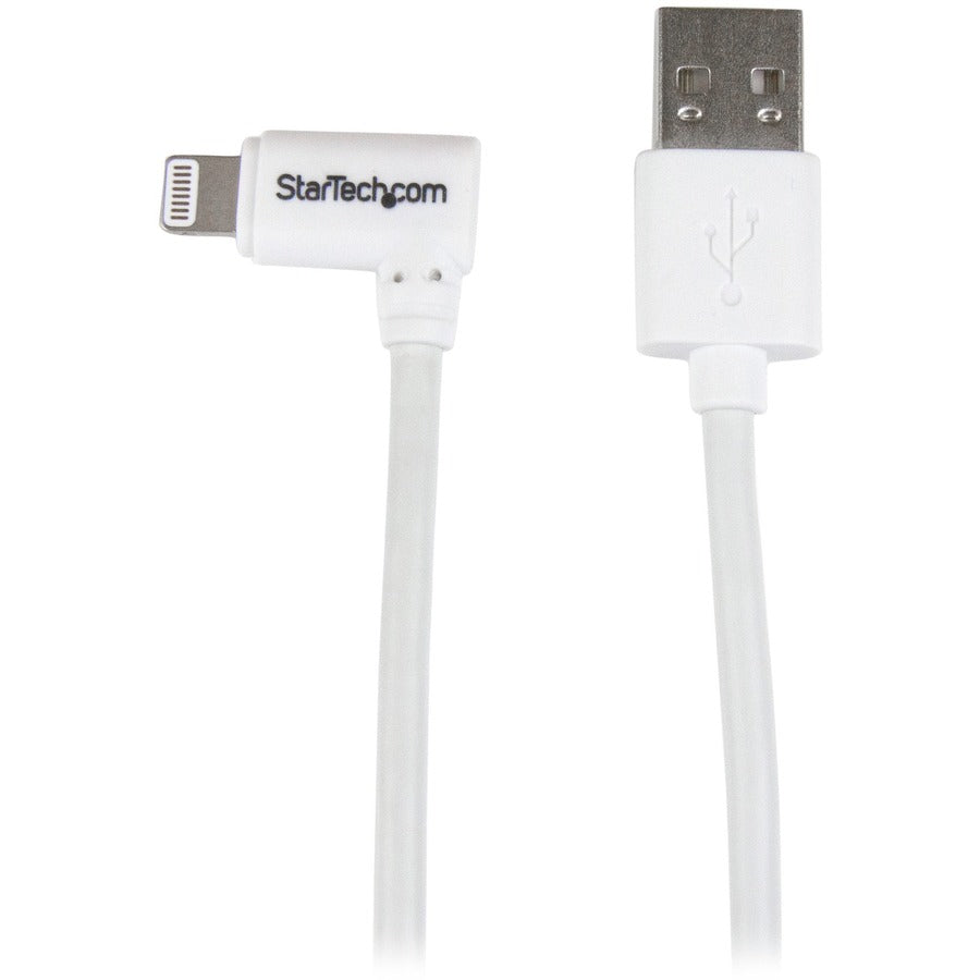 StarTech.com Câble Lightning coudé vers USB de 1 m - Blanc - Câble Lightning coudé pour iPhone / iPod / iPad USBLT1MWR