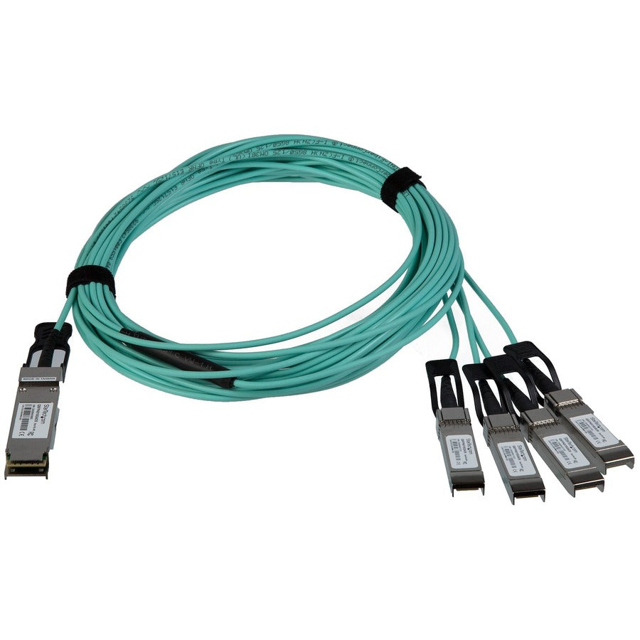 StarTech.com Câble de dérivation AOC pour Cisco QSFP-4X10G-AOC5M - 5 m 40G 1x QSFP+ vers 4x SFP+ Câble AOC 40GbE QSFP+ Fibre optique active 16,4 pieds QSFP4X10GAO5