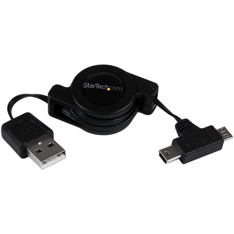 StarTech.com Câble combiné USB rétractable de 2,5 pieds - USB vers Micro USB et Mini USB - M/M USBRETAUBMB