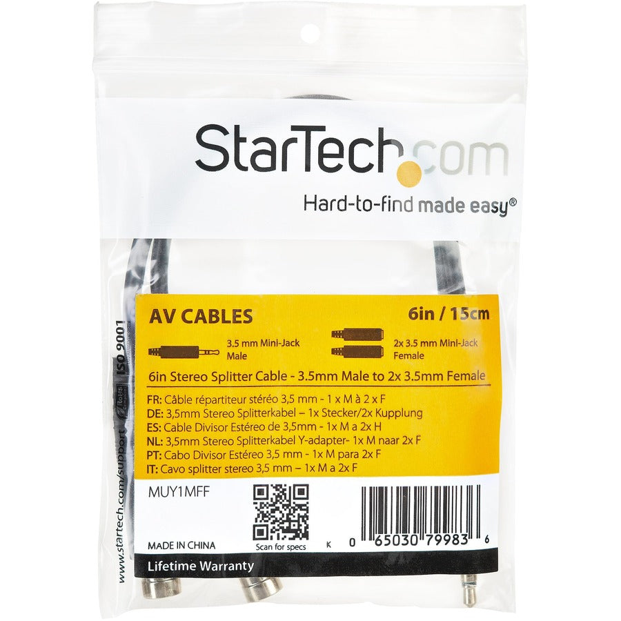 StarTech.com StarTech.com Stereo Splitter Cable - Phono Stereo 3.5mm (M) - Phono 2x Stereo (F) - 6in MUY1MFF