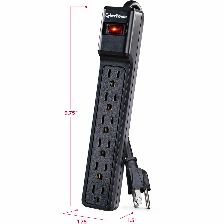 CyberPower CSB606 Essential 6-Outlets Surge Suppressor with 900 Joules and 6FT Cord CSB606