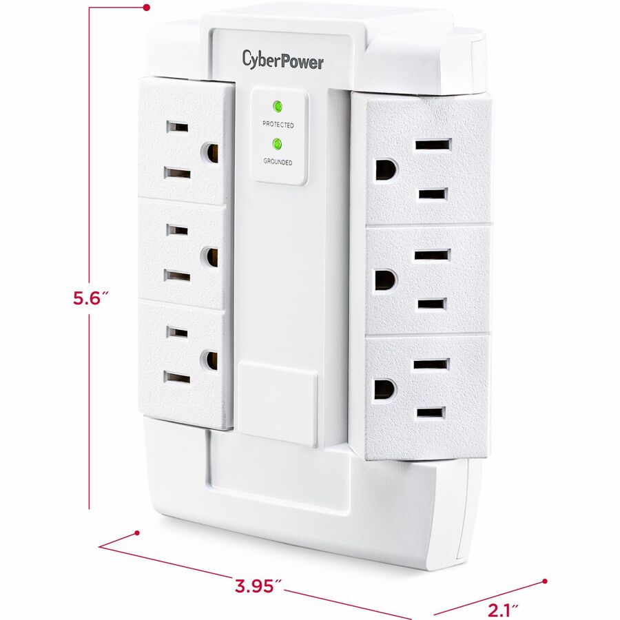CyberPower CSB600WS Essential 6-Outlets Surge Suppressor Wall Tap and Swivel Outputs - Plain Brown Boxes CSB600WS
