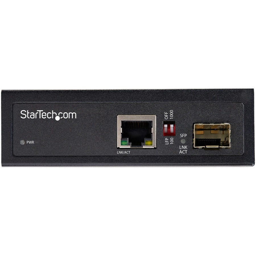 StarTech.com Convertisseur de média industriel fibre vers Ethernet – 1 Gbit/s SFP vers RJ45/CAT6 – Réseau Gigabit fibre SM/MM vers cuivre IP-30 Entrée 12 V IMC1GSFP