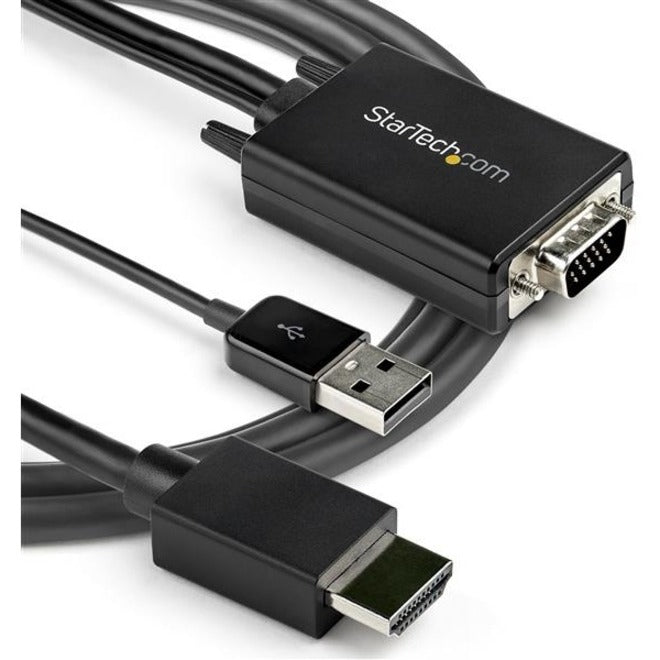 StarTech.com 6ft VGA to HDMI Converter Cable with USB Audio Support - 1080p Analog to Digital Video Adapter Cable - Male VGA to Male HDMI VGA2HDMM6