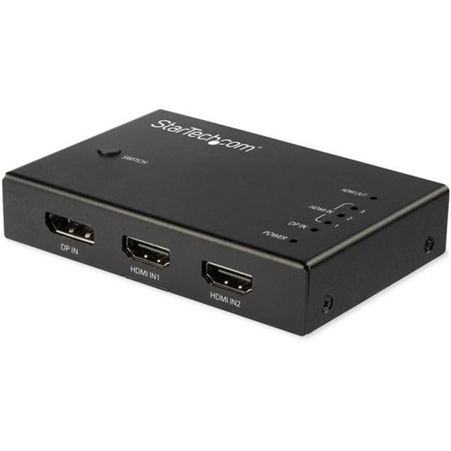 StarTech.com Commutateur vidéo HDMI 4 ports - 3x HDMI et 1x DisplayPort - 4K 60 Hz - Boîtier de commutation HDMI multiport avec commutateur automatique (VS421HDDP) VS421HDDP