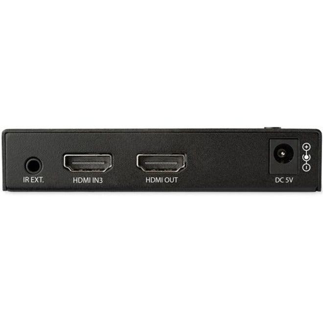 StarTech.com Commutateur vidéo HDMI 4 ports - 3x HDMI et 1x DisplayPort - 4K 60 Hz - Boîtier de commutation HDMI multiport avec commutateur automatique (VS421HDDP) VS421HDDP