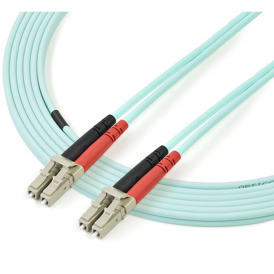 StarTech.com Aqua OM4 Duplex Multimode Fiber - 3m/ 9 ft - 100 Gb - 50/125 - OM4 Fiber - LC to LC Fiber Patch Cable 450FBLCLC3