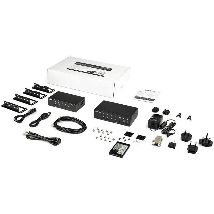 StarTech.com Multi-Input HDBaseT Extender Kit with Built-In Switch and Video Scaler - DisplayPort HDMI and VGA Over CAT6 or CAT5e ST121HDBTSC