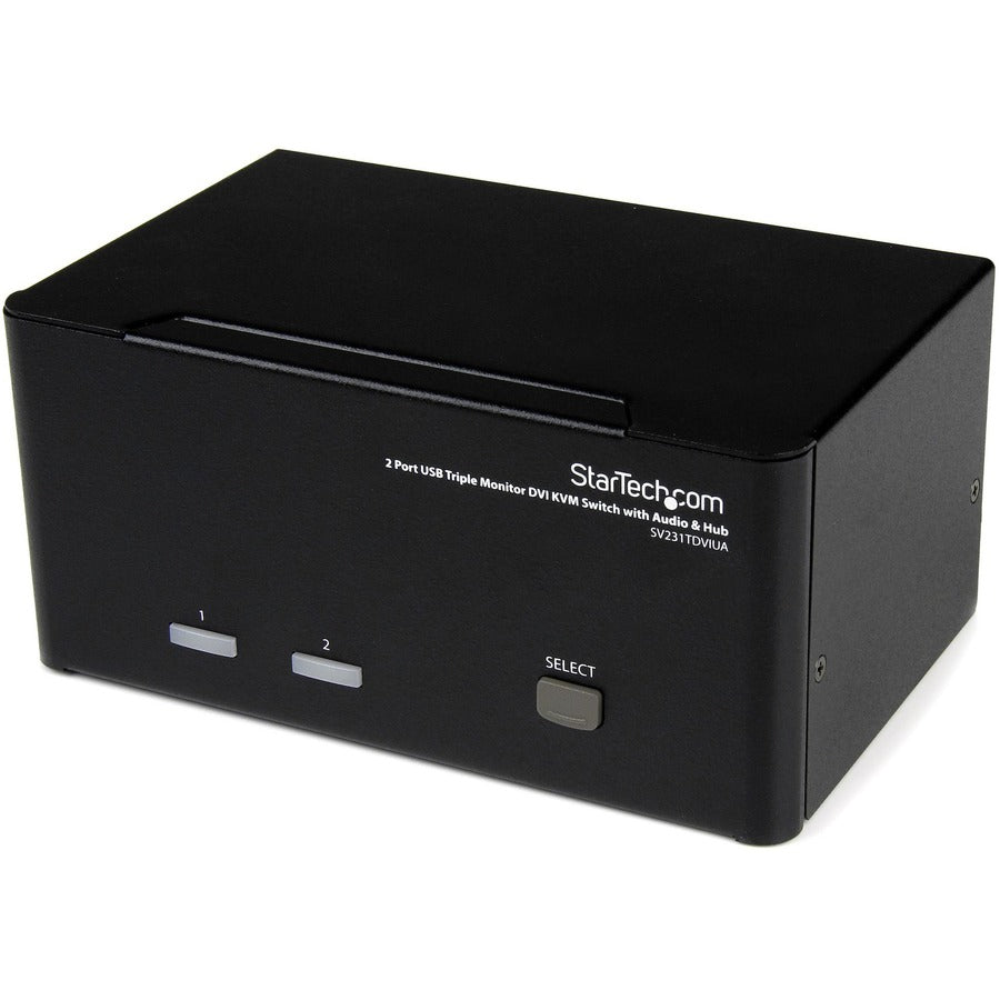 StarTech.com Commutateur KVM USB DVI à 2 ports triple moniteur avec audio et hub USB 2.0 SV231TDVIUA