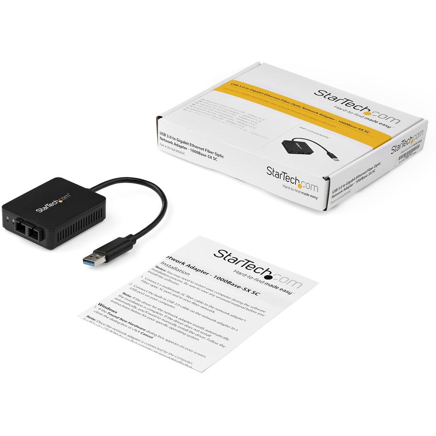 StarTech.com USB to Fiber Optic Converter - 1000Base-SX SC - USB 3.0 to Gigabit Ethernet Network Adapter - 550m MM - Windows / Mac / Linux US1GA30SXSC