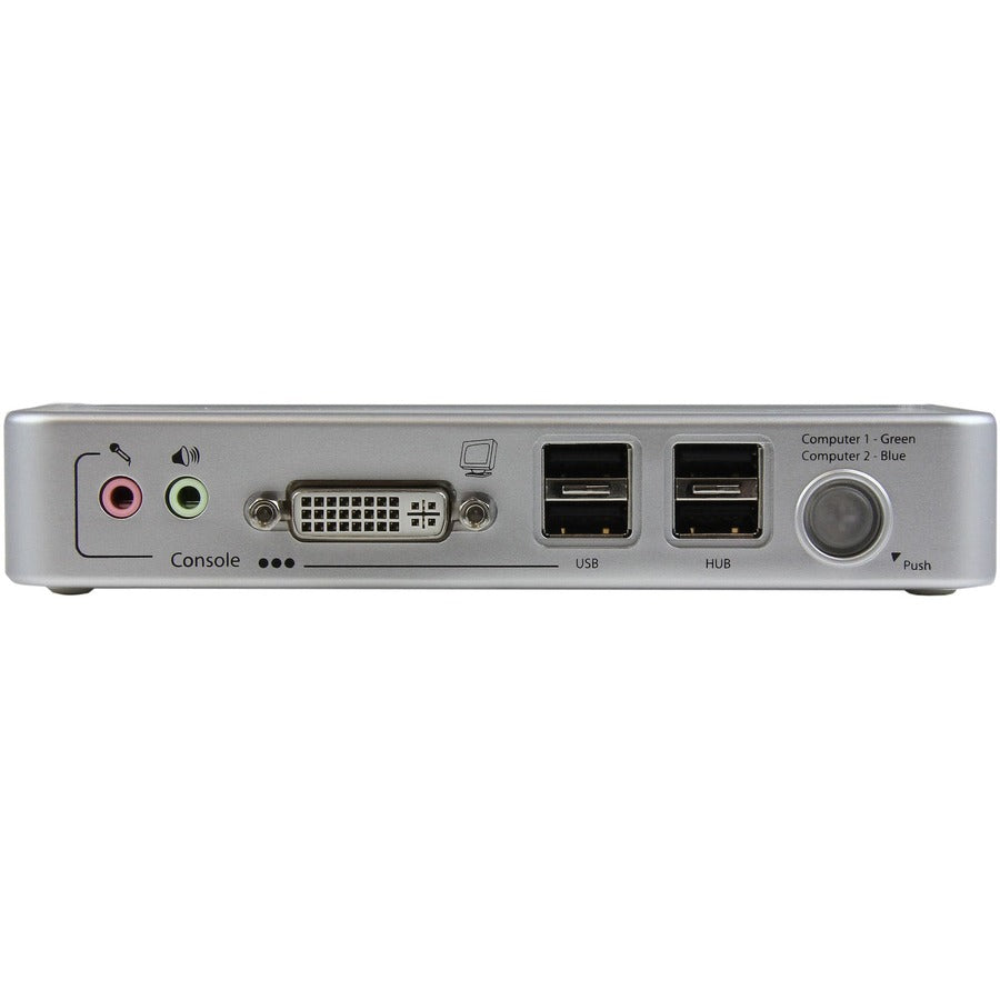 StarTech.com Kit de commutateur KVM USB DVI 2 ports avec câbles Hub USB 2.0 et audio - KVM USB DVI avec câbles et commutation audio - Commutateur KVM/audio/USB - USB - 2 ports - 1 utilisateur local SV211KDVI