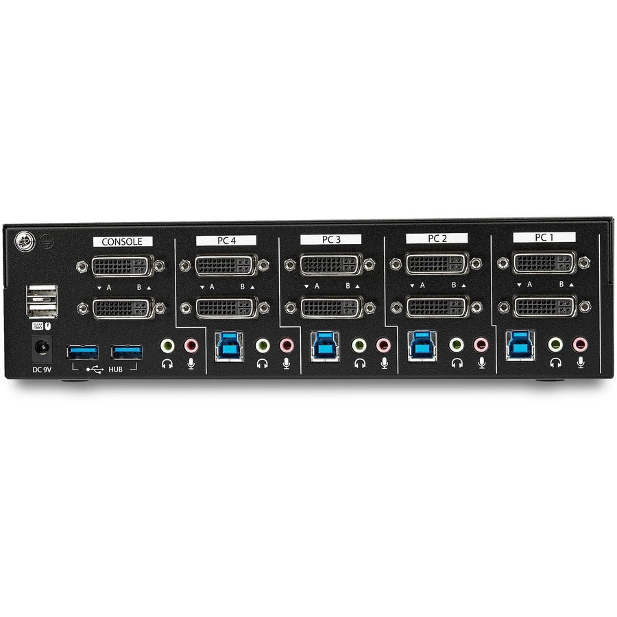 StarTech.com Commutateur KVM DVI double moniteur 4 ports double liaison 1440p double écran/affichage/affichage Commutateur KVM USB compact avec hub USB 3.0 et audio TAA SV431DL2DU3A