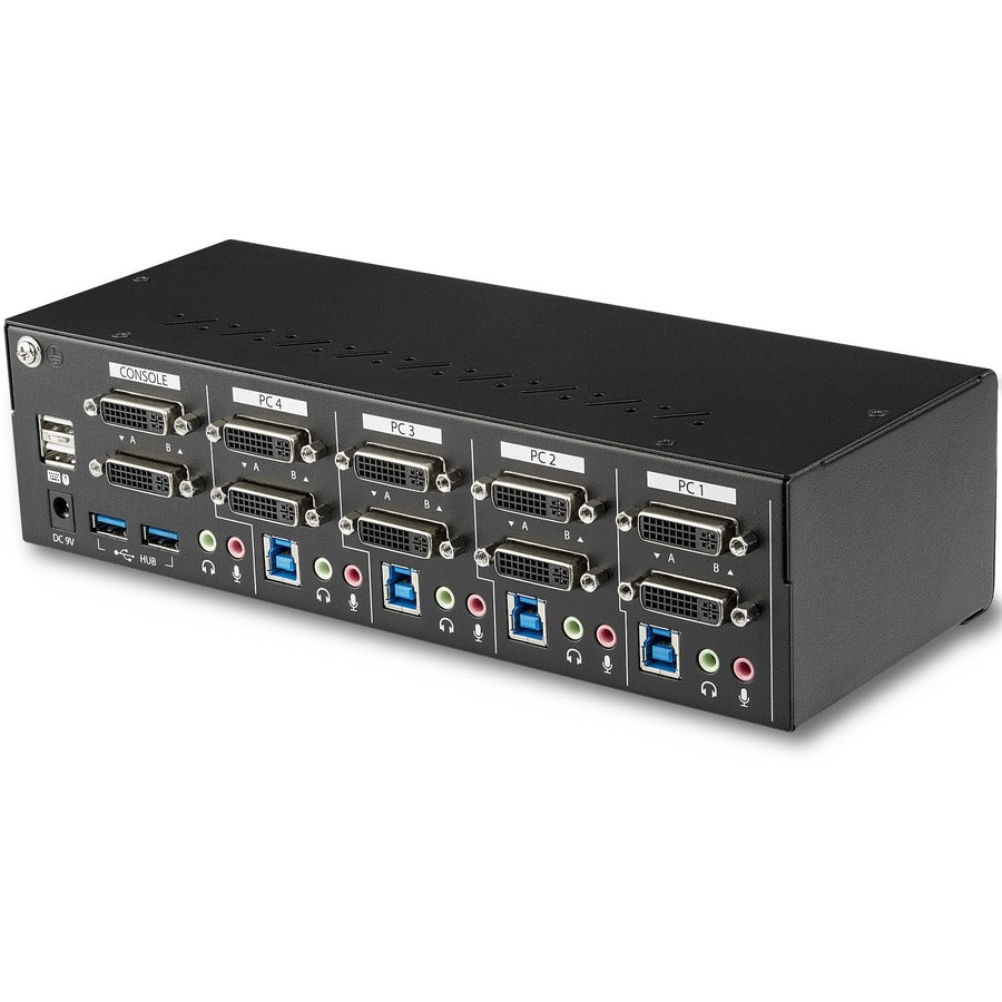 StarTech.com Commutateur KVM DVI double moniteur 4 ports double liaison 1440p double écran/affichage/affichage Commutateur KVM USB compact avec hub USB 3.0 et audio TAA SV431DL2DU3A