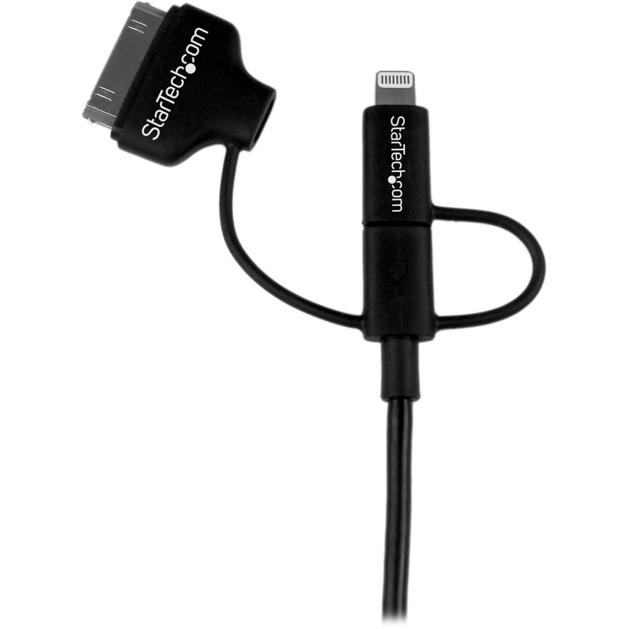 StarTech.com Connecteur Dock Lightning 8 broches ou 30 broches Apple noir ou câble combiné micro USB vers USB de 1 m (3 pieds) noir pour iPhone / iPod / iPad LTADUB1MB