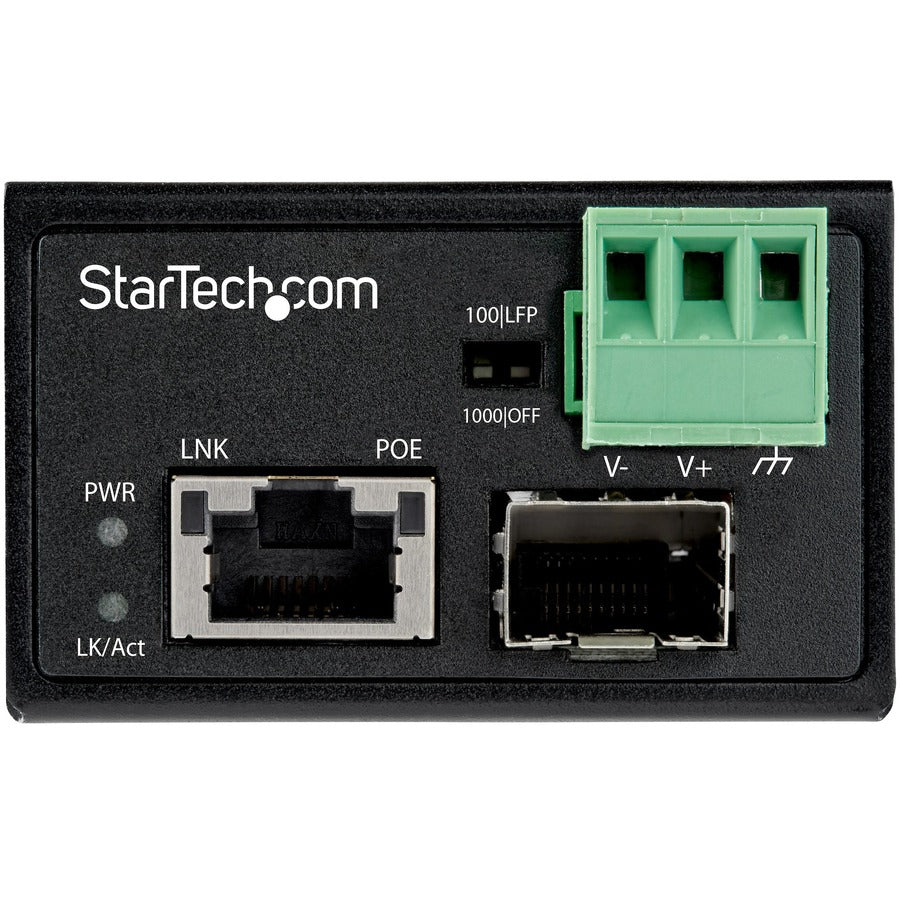 StarTech.com Convertisseur de Média Industriel Fibre vers Ethernet PoE+ 30 W - SFP vers RJ45 - Fibre SM/MM vers Cuivre Gigabit Mini Taille IP-30 IMC1GSFP30W