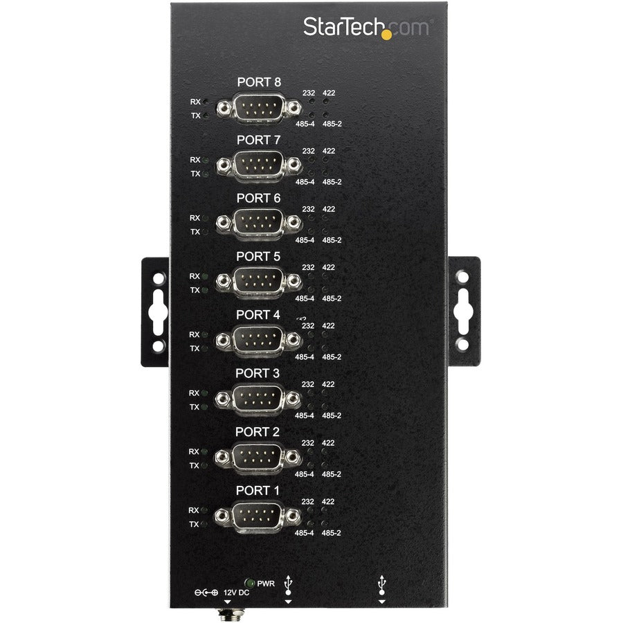 StarTech.com Adaptateur hub USB vers RS232/RS485/RS422 8 ports série – Convertisseur série USB 2.0 vers DB9 industriel en métal – Montable sur rail Din ICUSB234858I