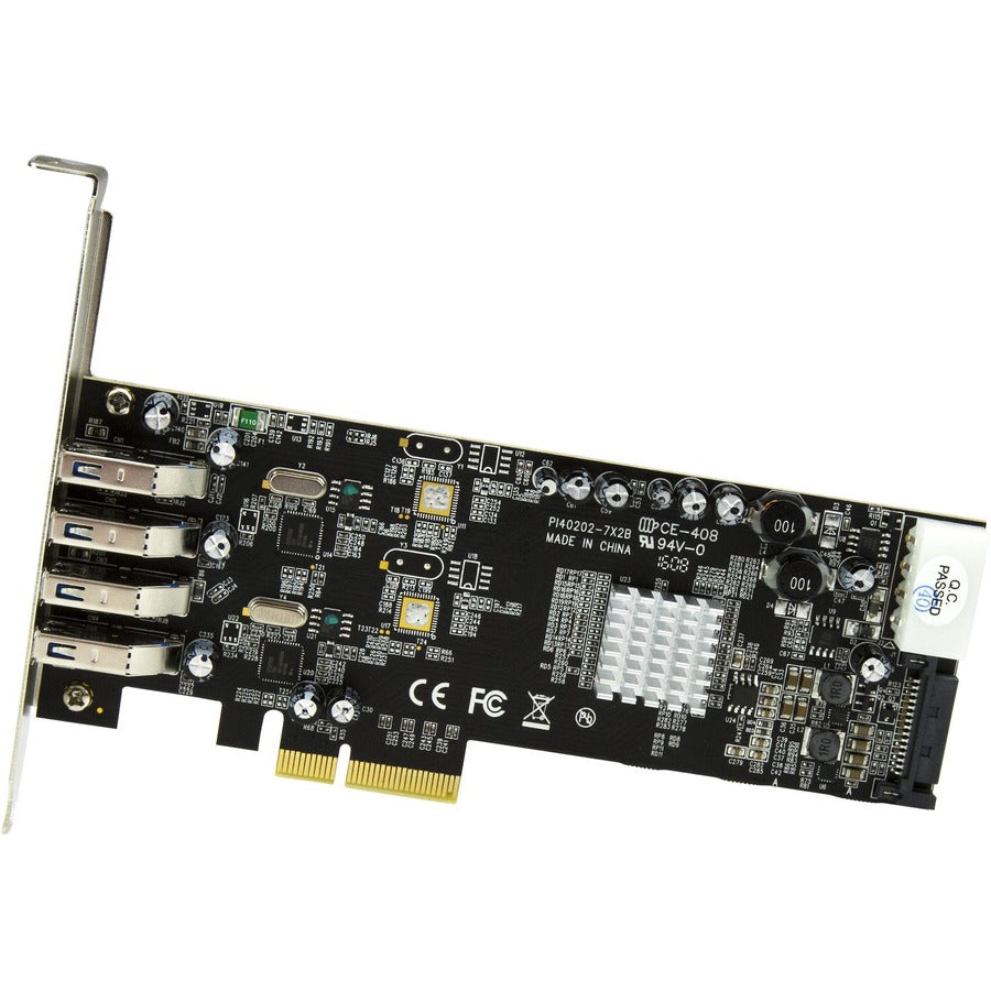 StarTech.com Adaptateur de carte USB 3.0 SuperSpeed ​​4 ports PCI Express (PCIe) avec 2 canaux dédiés 5 Gbit/s - UASP - Alimentation SATA/LP4 PEXUSB3S42V