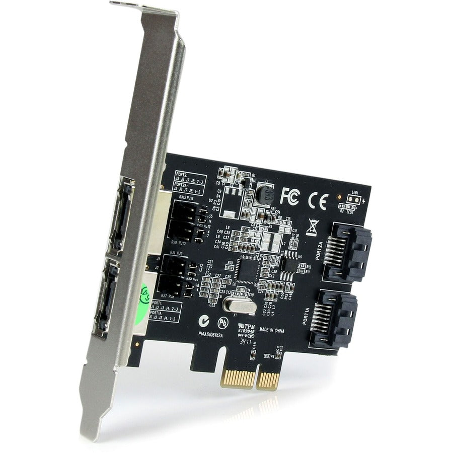 StarTech.com Carte contrôleur eSATA 2 ports PCI Express SATA 6 Gbit/s - Carte PCIe SATA III double port - 2 Int/2 Ext PEXESAT322I