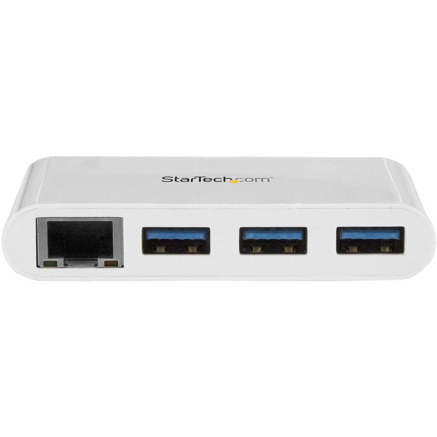 StarTech.com Hub USB C 3 ports avec Gigabit Ethernet - USB-C vers 3x USB-A - USB 3.0 - Blanc - Hub USB avec GbE - Adaptateur USB-C vers USB - Hub USB Type C HB30C3A1GEA