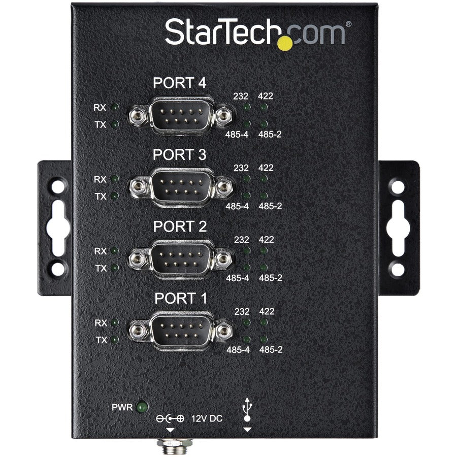 StarTech.com USB to RS232/RS485/RS422 4 Port Serial Hub Adapter - Industrial Metal USB 2.0 to DB9 Serial Converter - Din Rail Mountable ICUSB234854I