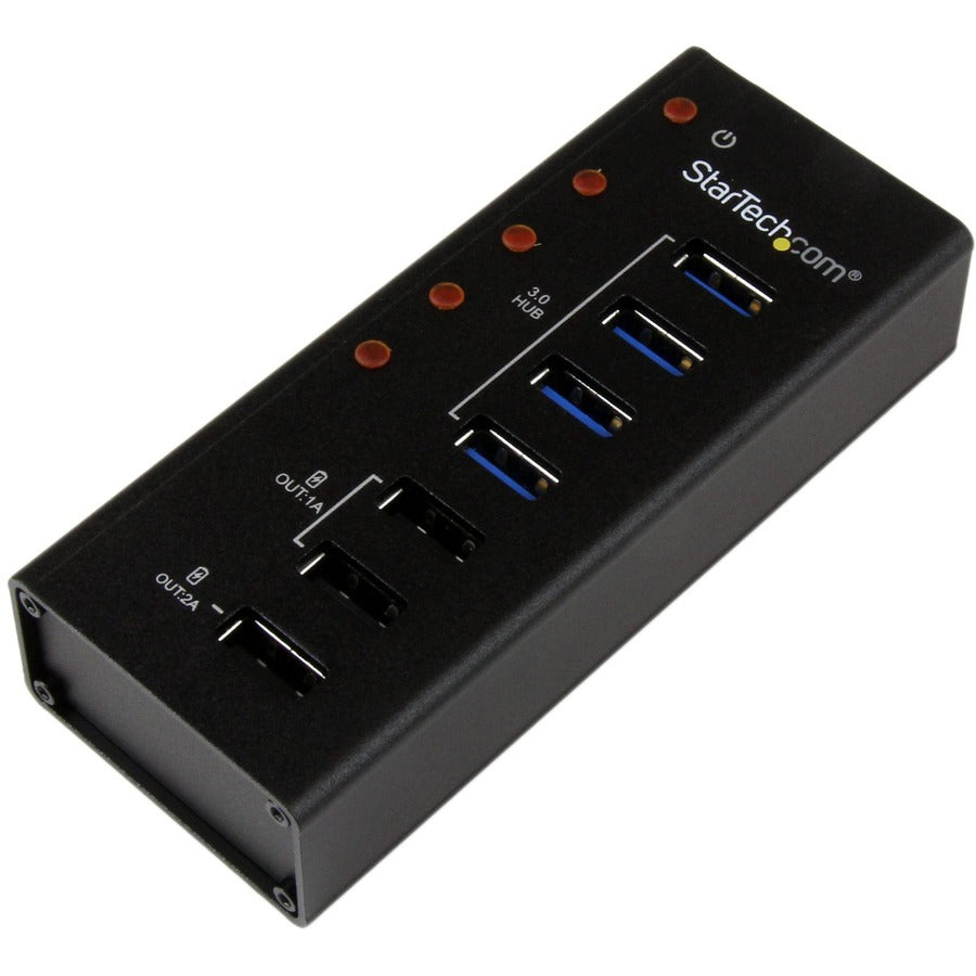 StarTech.com 4 Port USB 3.0 Hub plus 3 Dedicated USB Charging Ports (2 x 1A & 1 x 2A) - Wall Mountable Metal Enclosure ST4300U3C3