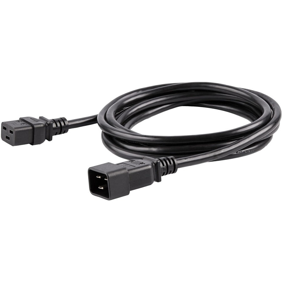 StarTech.com 10ft (3m) Heavy Duty Extension Cord, IEC C19 to IEC C20 Black Extension Cord, 15A 250V, 14AWG, Heavy Gauge Power Cable PXTC19201410