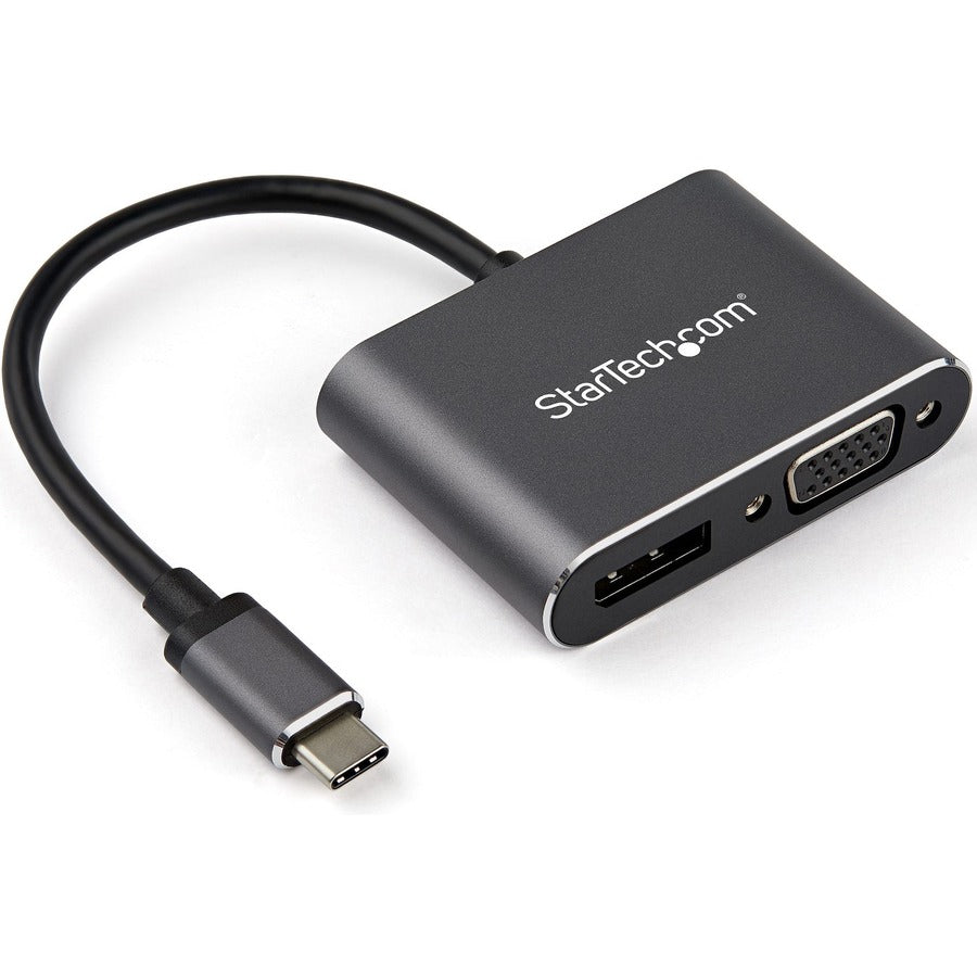 StarTech.com USB C Multiport Video Adapter - USB-C to 4K 60Hz DisplayPort 1.2 HBR2 HDR or 1080p VGA Monitor Adapter - USB Type-C 2-in-1 CDP2DPVGA