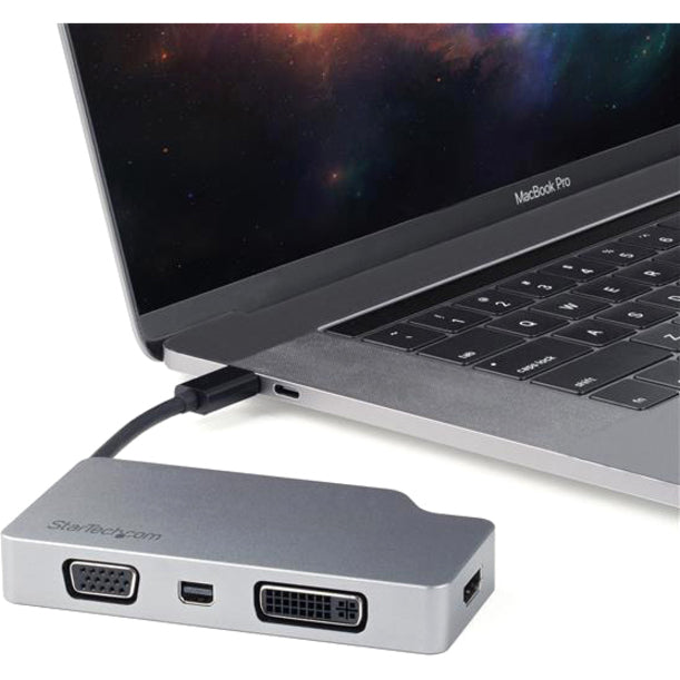 StarTech.com USB C Multiport Video Adapter 4K 60Hz/1080p - USB Type C to HDMI, VGA, DVI or Mini DisplayPort Monitor Adapter - Space Gray CDPVDHDMDP2G