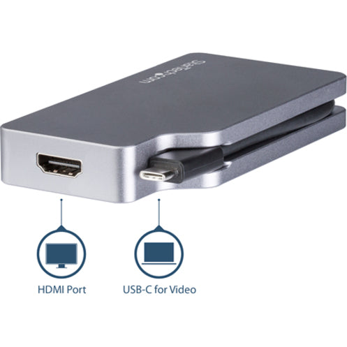 StarTech.com USB C Multiport Video Adapter 4K 60Hz/1080p - USB Type C to HDMI, VGA, DVI or Mini DisplayPort Monitor Adapter - Space Gray CDPVDHDMDP2G